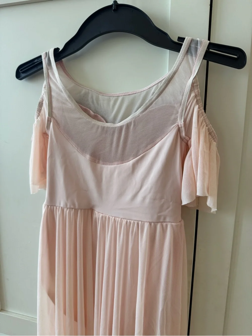 Weissman Pale Pink Chiffon Dance Dress with Silver Appliqué